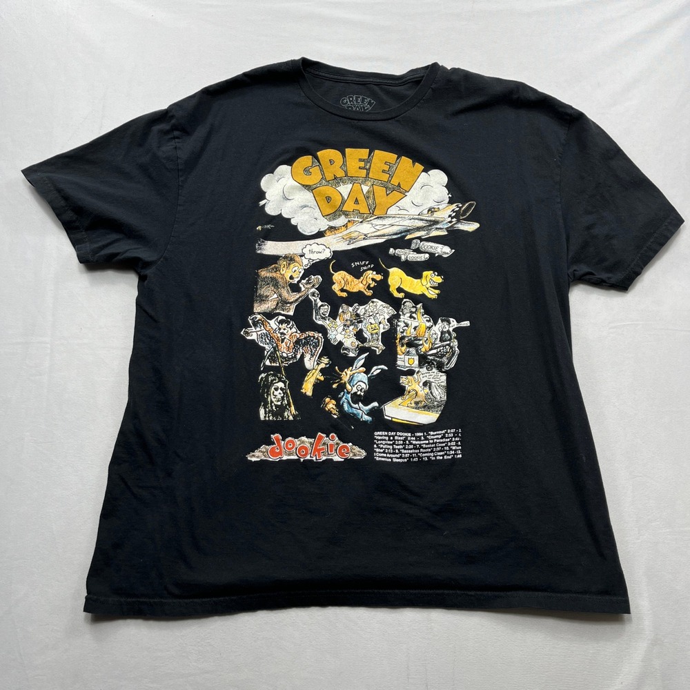 Green Day T Shirt Dookie Album Cover Tracklist Graphic Black Mens 2XL